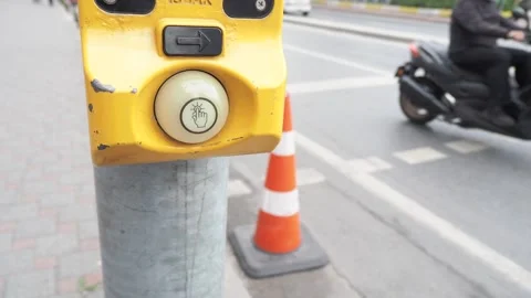 Close up of crossing signal button Stock Footage 254840602