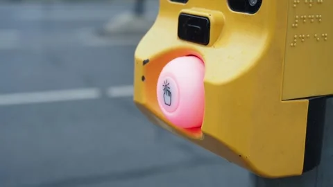 Close up of crossing signal button Stock Footage 292597866