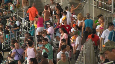 Close-up of Crowd Gathering in Seaworld Stadium Prior to Show Video stock 24224582