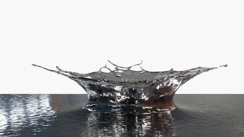 Close-up of Crown-like splash impact of water rises from dark reflective fluid Illustration