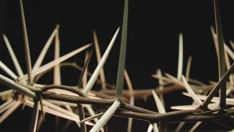 Close-up of the crown of thorns in rotation. Resurrection. Bible. Jesus Christ. Stock Footage 303954587