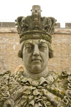 Close up of the crowned stone face of the King George III statue 写真素材