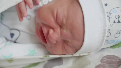 Close up of crying newborn baby Stock Footage 108451538