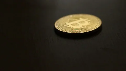 Close-up cryptocurrency is digital business payment. Macro Stock Footage 84883274
