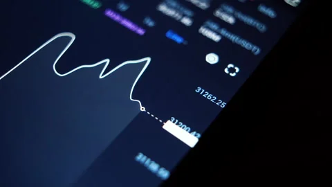 Close-up of cryptocurrency trading chart on a smartphone Stock Footage 328169054