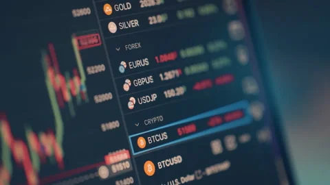 Close-up of cryptocurrency trading interface with market data Stock Footage 328172157