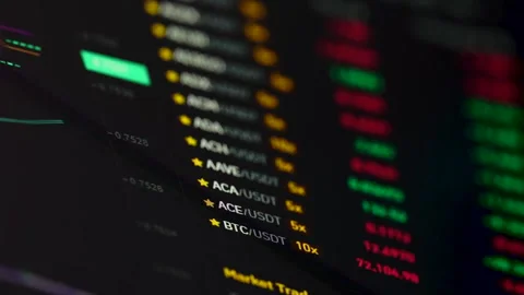 Close-up of cryptocurrency trading interface with market data Stock Footage 328294893