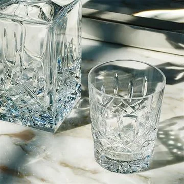 Close up of crystal empty glass on the table Stock Photos