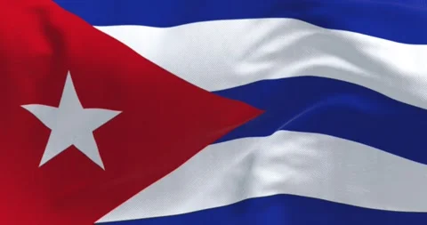 Close-up of Cuba national flag waving in the wind Stock Footage 288117836