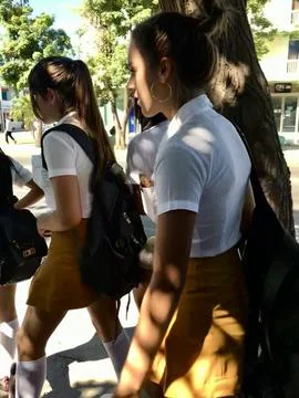 Close-up of Cuban High School Students in Uniform, Varadero Stock Photos
