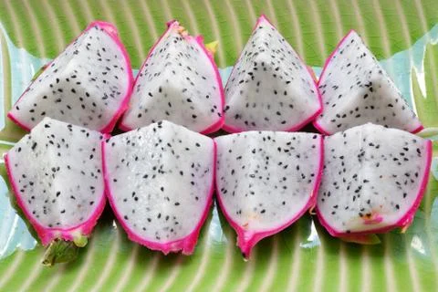 Close up of cube dragon fruit Stock Photos