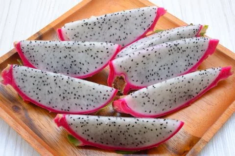 Close up of cube dragon fruit Stock Photos
