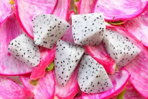 Close up of cube dragon fruit Stock Photos