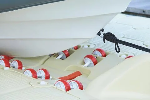 Close up of cube roller docks on the water Stock Photos