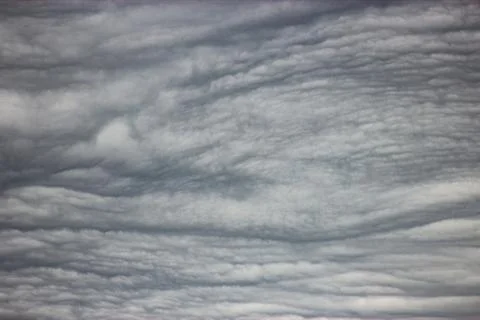 A close-up of cumulus clouds in the sky. The clouds are white and fluffy, a.. Stock Photos