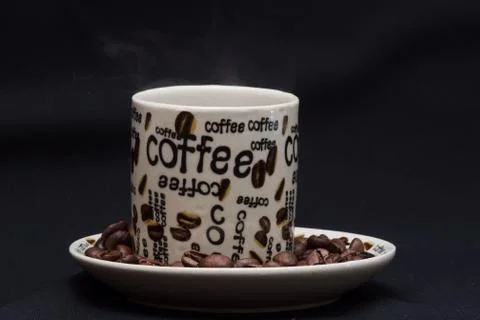 Close-up a cup of black coffee background Stock Photos