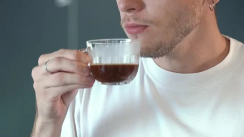 Close-up of a cup of cappuccino with foam Stock Footage 253299698