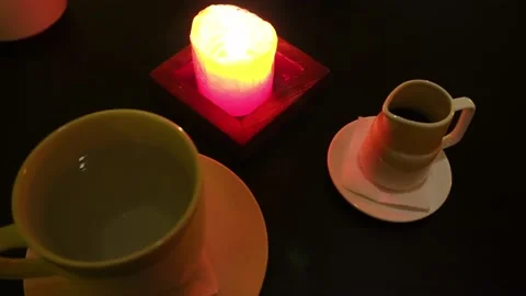 Close-up of a cup with hot water and pure coffee in another in a restaurant at Stock-Footage 164572001