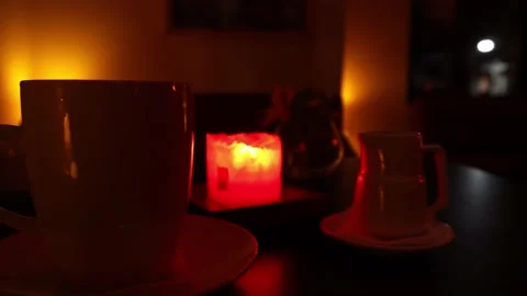 Close-up of a cup with hot water and pure coffee in another in a restaurant at 库存影片 164572067