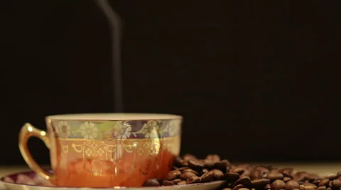 Close-Up Cup of Steamy Coffee Stock Footage 46742437