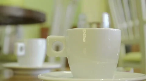 Close-Up Cup Of Steamy Coffee Stock Footage 47345773