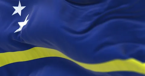 Close-up of Curacao flags waving in the wind Stock Footage 309660889