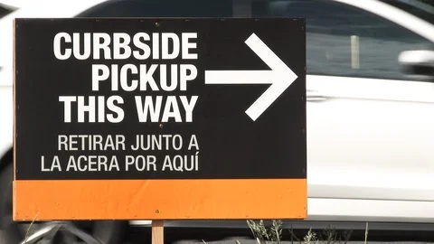 Close Up On Curbside Pickup Sign Stock Footage 129715855