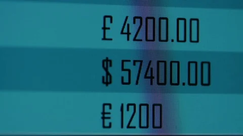 Close up of currency figures being accessed and displayed Video stock 80142987