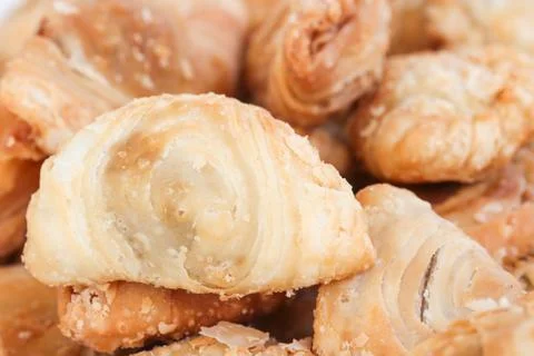 Close up curry puff thai style Stock Photos