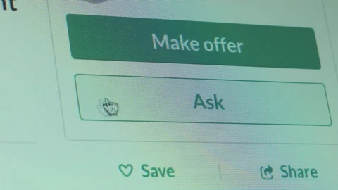 Close-up of a Cursor Clicking a 'Make Offer' Button Stock Footage 130679545