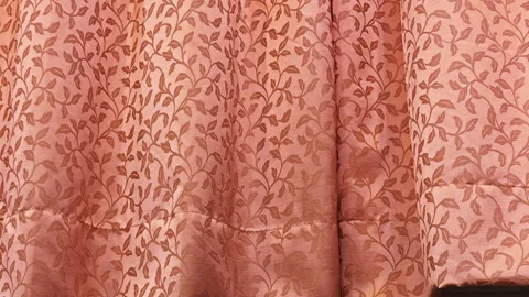 Close-up of curtain with foliate pattern Stock Footage 308452095
