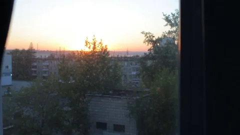 Close the curtain at sunset Video stock 76159604