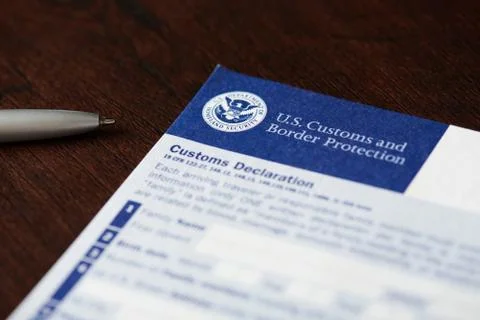 Close-up of customs declaration form Stock Photos