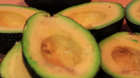 Close up of cut Avocado Stock Footage 37413381