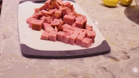 Close up cut ham Stock Footage 135950483