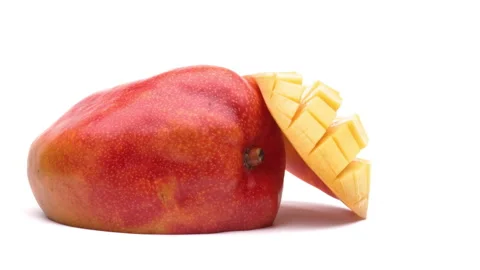 Close-up of cut mango isolated on white background. Stock Footage 157815927