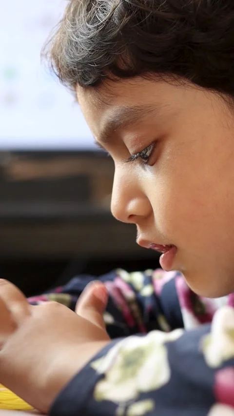 Close up of Cute kid doing drawing color with color pen. Stock Footage 251935893