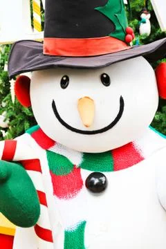 Close up of cute snowman doll Stock Photos