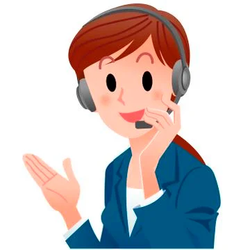 Close up cute support phone operator smiling in suit Stock Illustration
