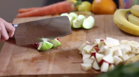 Close-up of cutting apple with knife Stock Footage 59540700