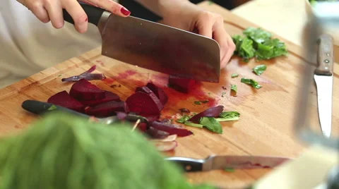 Close-up of cutting beetroot Stock Footage 59541592