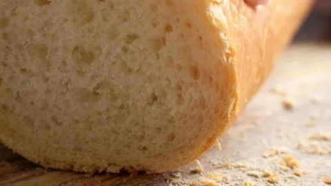 Close up of Cutting Bread Stock Footage 88080756