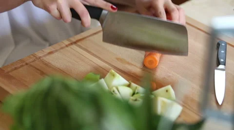 Close-up of cutting carrot Stock Footage 59541487
