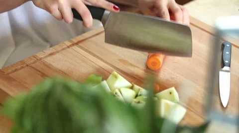 Close-up of cutting carrot Stock Footage 59541490