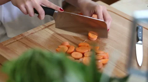 Close-up of cutting carrot Stock Footage 59541497