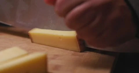 Close Up Cutting Cheese Stock Footage 274774332