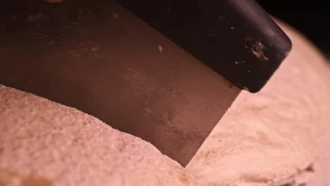 Close-up of cutting fresh dough Stock-Footage 148793236