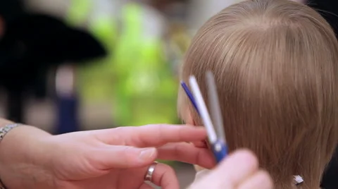 Close-up of cutting hair. Stock Footage 49398833