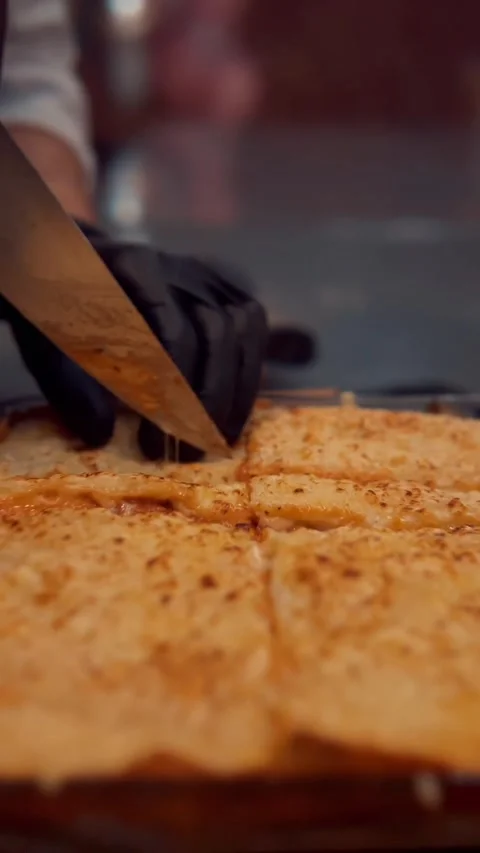 Close up of Cutting Lasagna Video stock 180436739