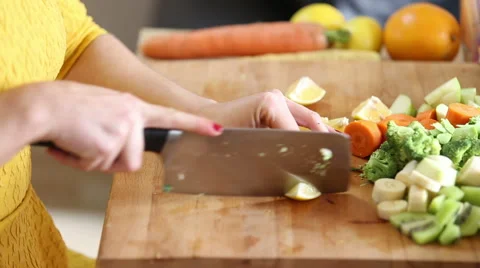 Close-up of cutting lemon Stock Footage 59540835